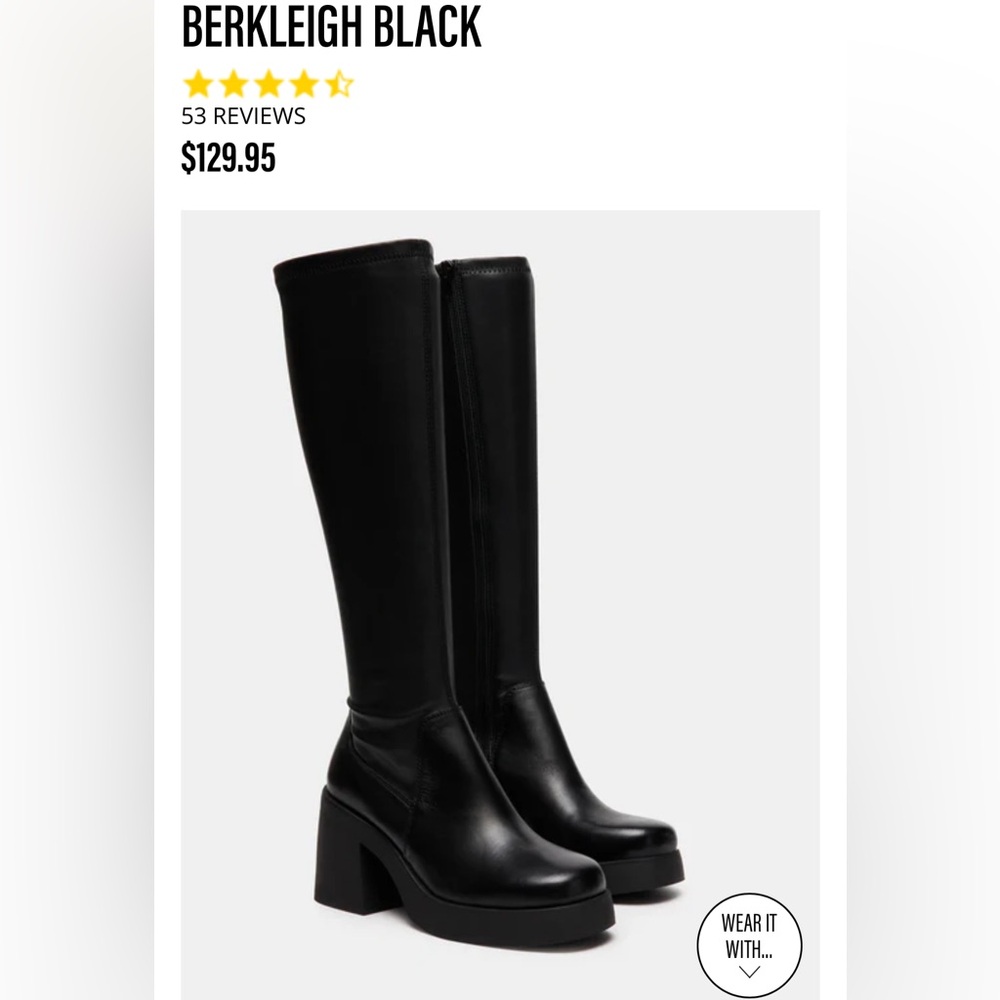 Berkleigh Black Steve Madden Vegan Leather Boots